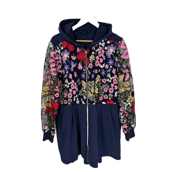 Boston Proper Heavy Embroidered Hoodie Jacket‎ Size L - Picture 3 of 7